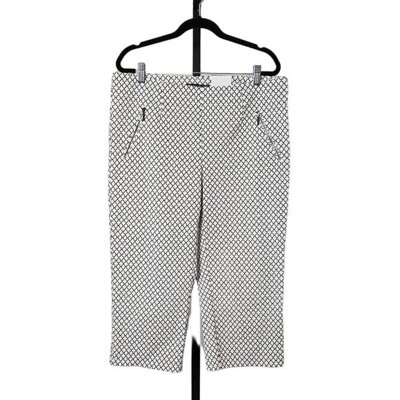 Michel Studio Alexa Printed Capri Straight Leg Pant Stretch Plus Size 16 New - Picture 1 of 11